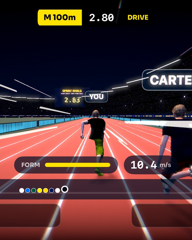 The 100m in Sprint Rivals.